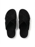 BLACK CROSS SUEDE SLIDE