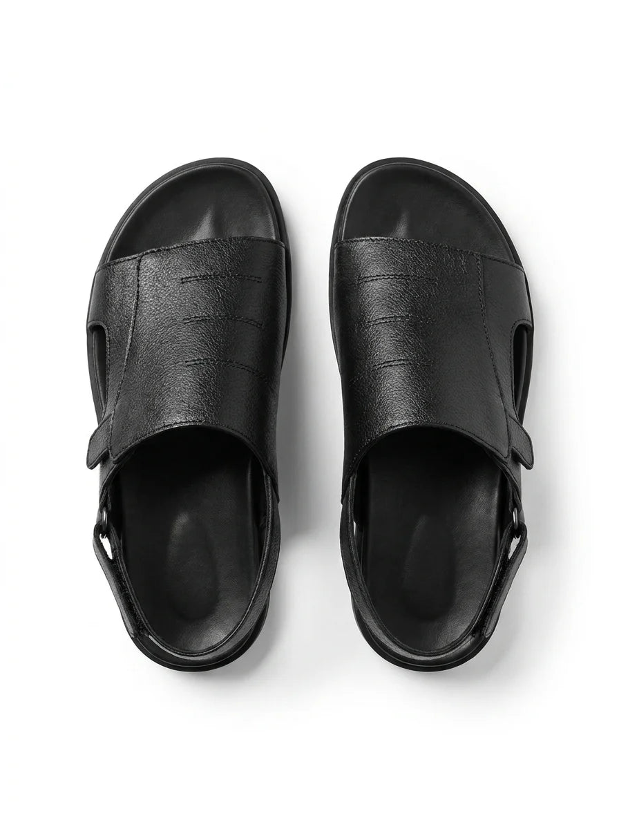 BLACK LEATHER SANDAL