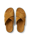 MUSTARD CROSS SUEDE SLIDE
